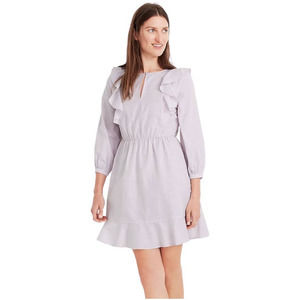 MADEWELL Ruffle-Shoulder Dress SZ 6 NEW Light Purple Cotton Lyocell Blend